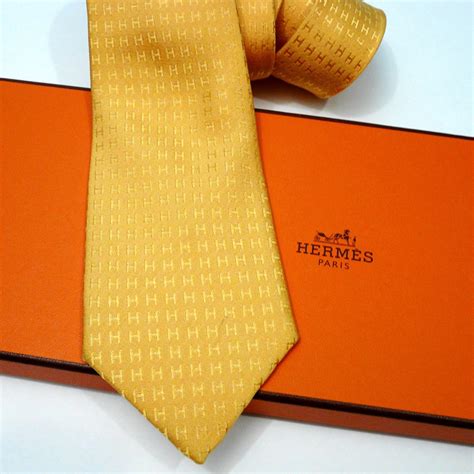 hermes tie yellow h faconnee|Hermes ties for men.